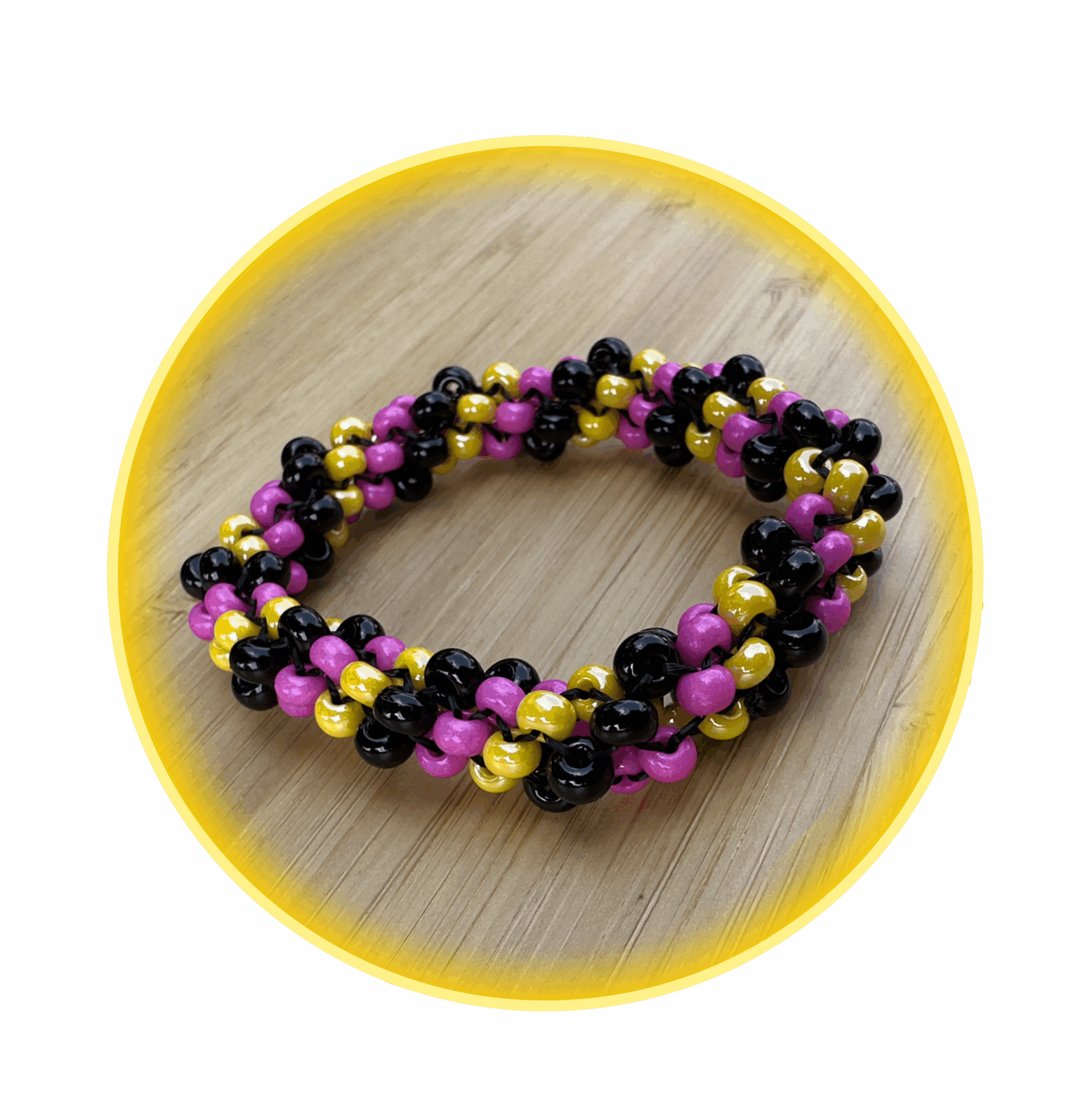 024 hodná gumička růžovo žluto černá