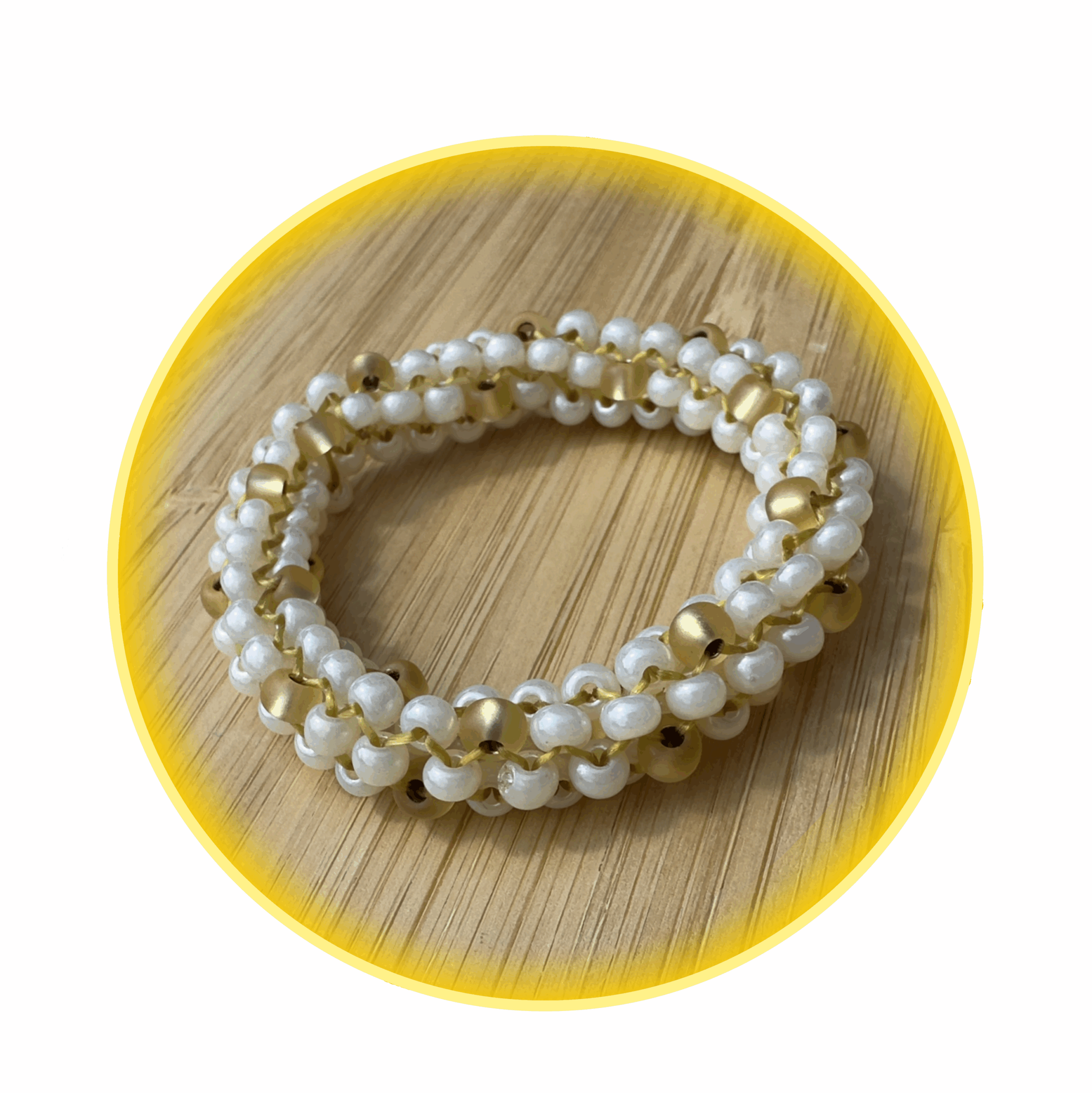 040 hodná gumička zlato bílá