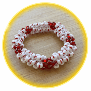 054 hodná gumička bílo červená